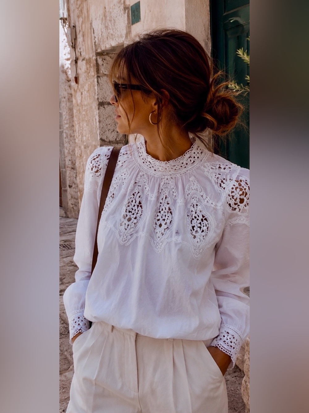 Sanctuary Cotton Lace Blouse with Cami – Y2K White – Size M